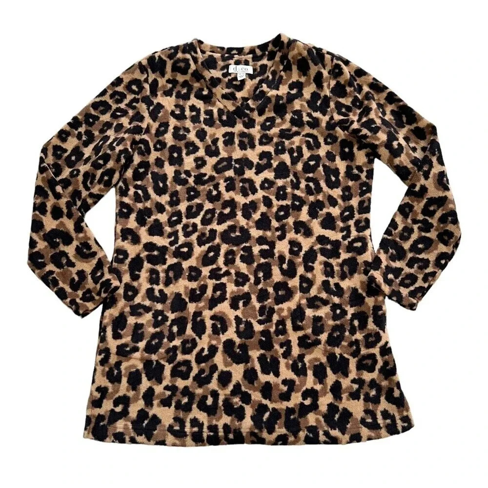 Denim & Co Animal Print Fleece Mini Shift Dress XS